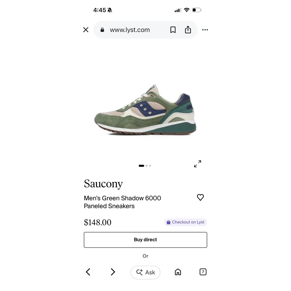 Saucony Shadow 6000 Green/Beige Mens Sneakers S70945-2 Size 13 - Picture 11 of 13